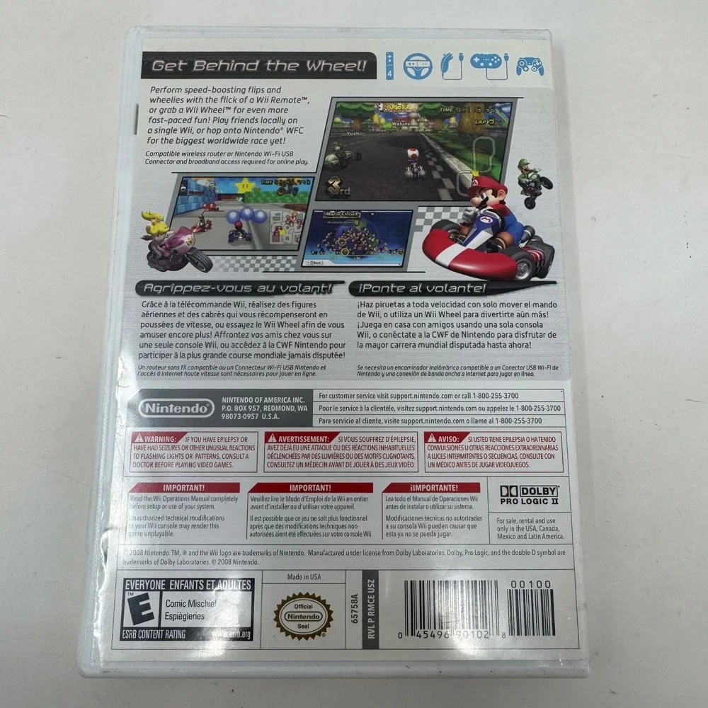 Mario Kart Wii Nintendo Wii Game with Red Hori Racing Wheel Accessory Bundle